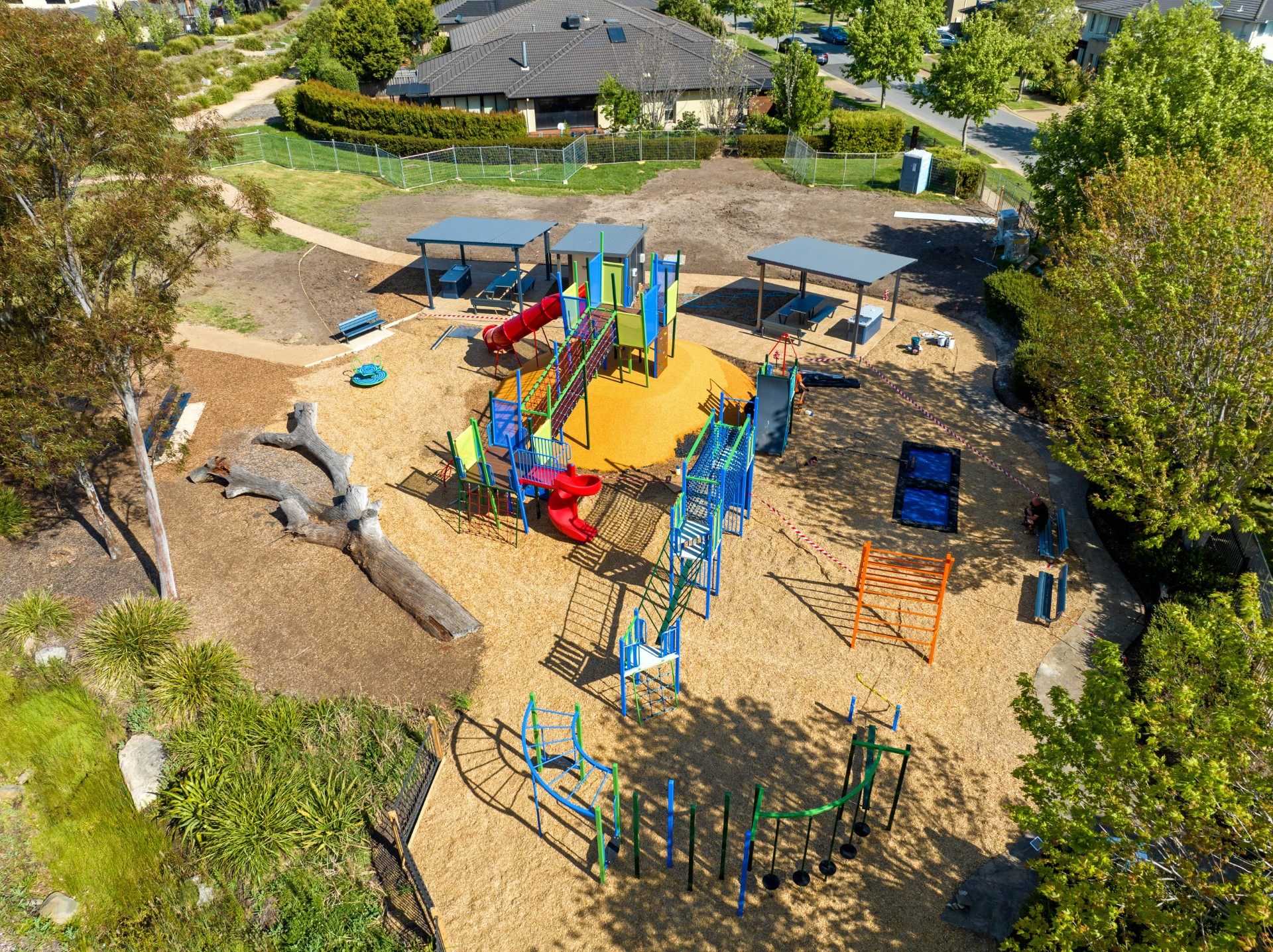 Aerial view of Niblick Park playground and parkland.