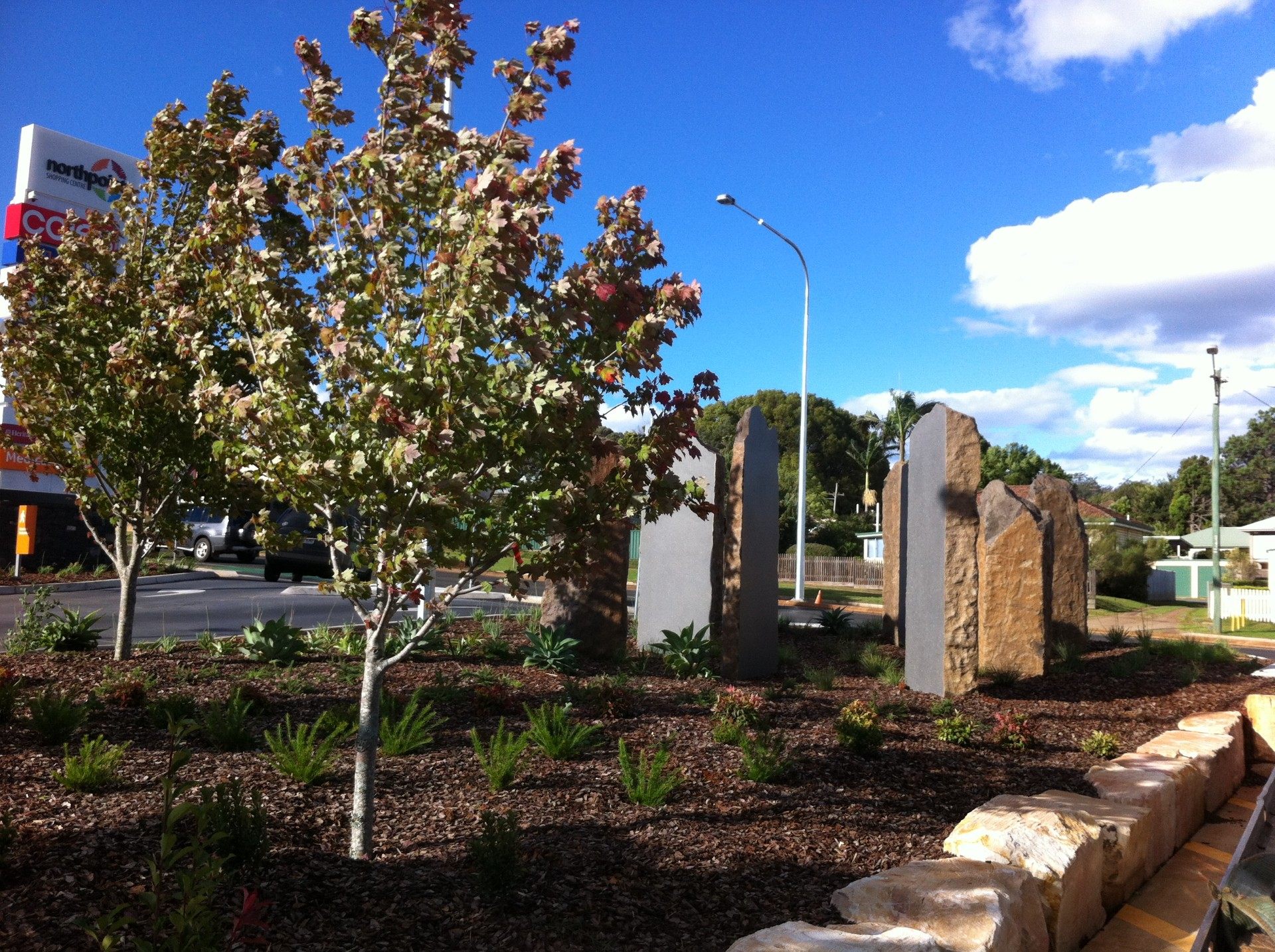 Northpoint Shopping Centre entry stones and signage.
