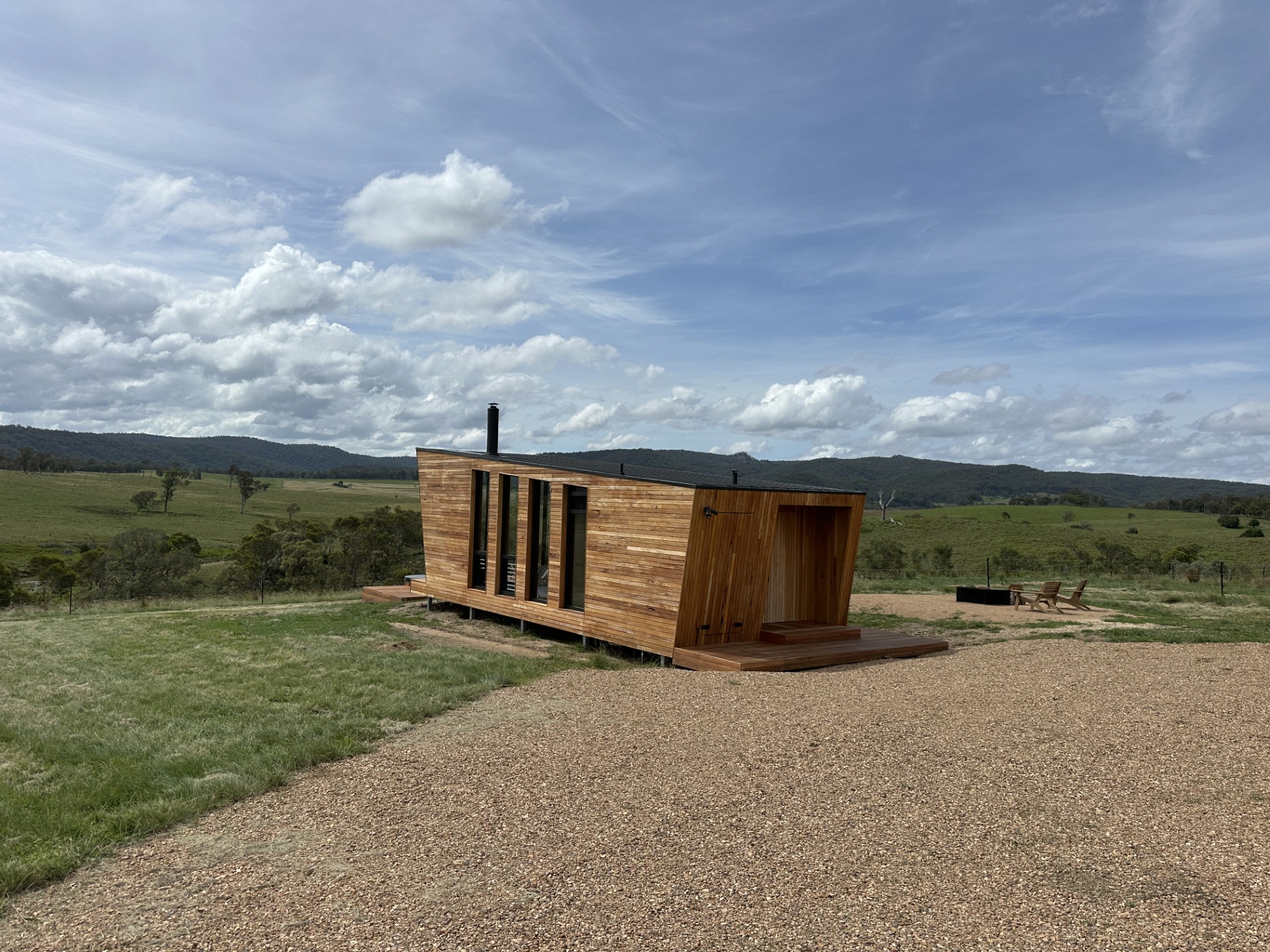 Cabin landscape project in open country used as studio feature imagery.